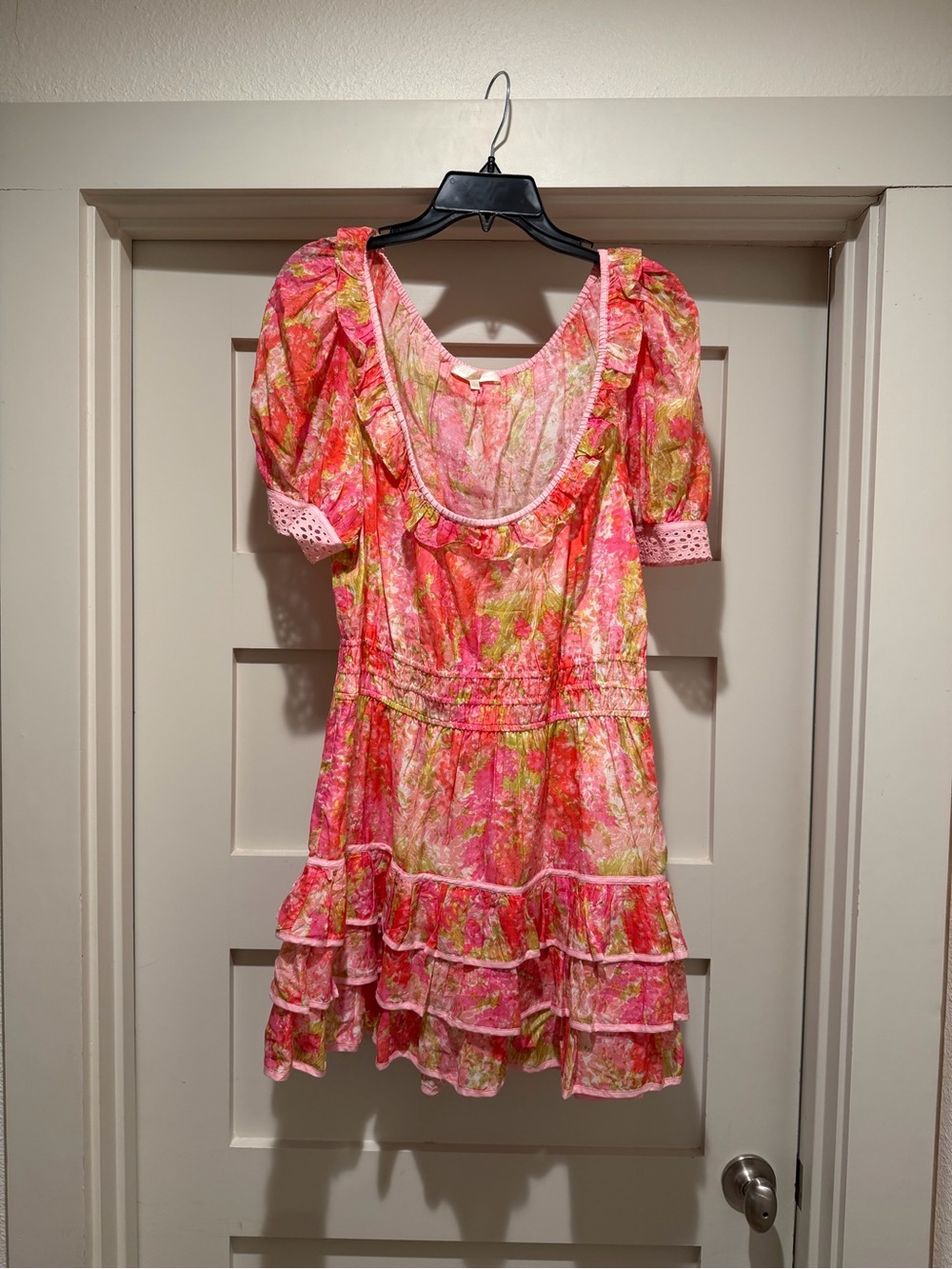 LoveShackFancy Safiya Dress – Pink Floral Mini Dress – Size L